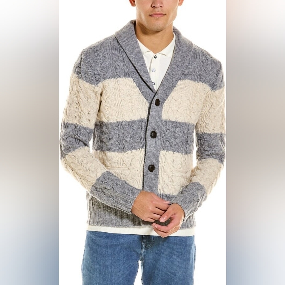 Loft 604 Colorblok Cable Knit Cardigan Size M